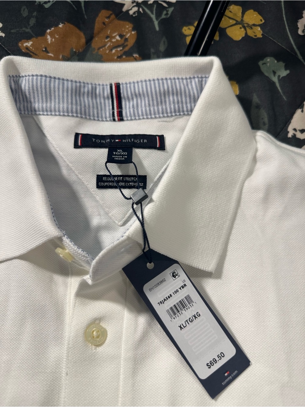 Tommy Hilfiger Men’s White Polo Shirt - Classic Cotton Pique XL/ TG/ XG
